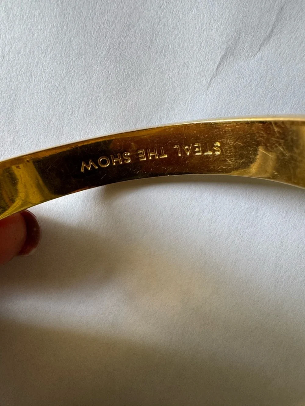 kate spade new york Gold-Tone Cuff Bracelet with 'STEAL THE SHOW' Engraving - Picture 5 of 7